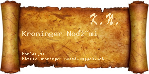Kroninger Noémi névjegykártya